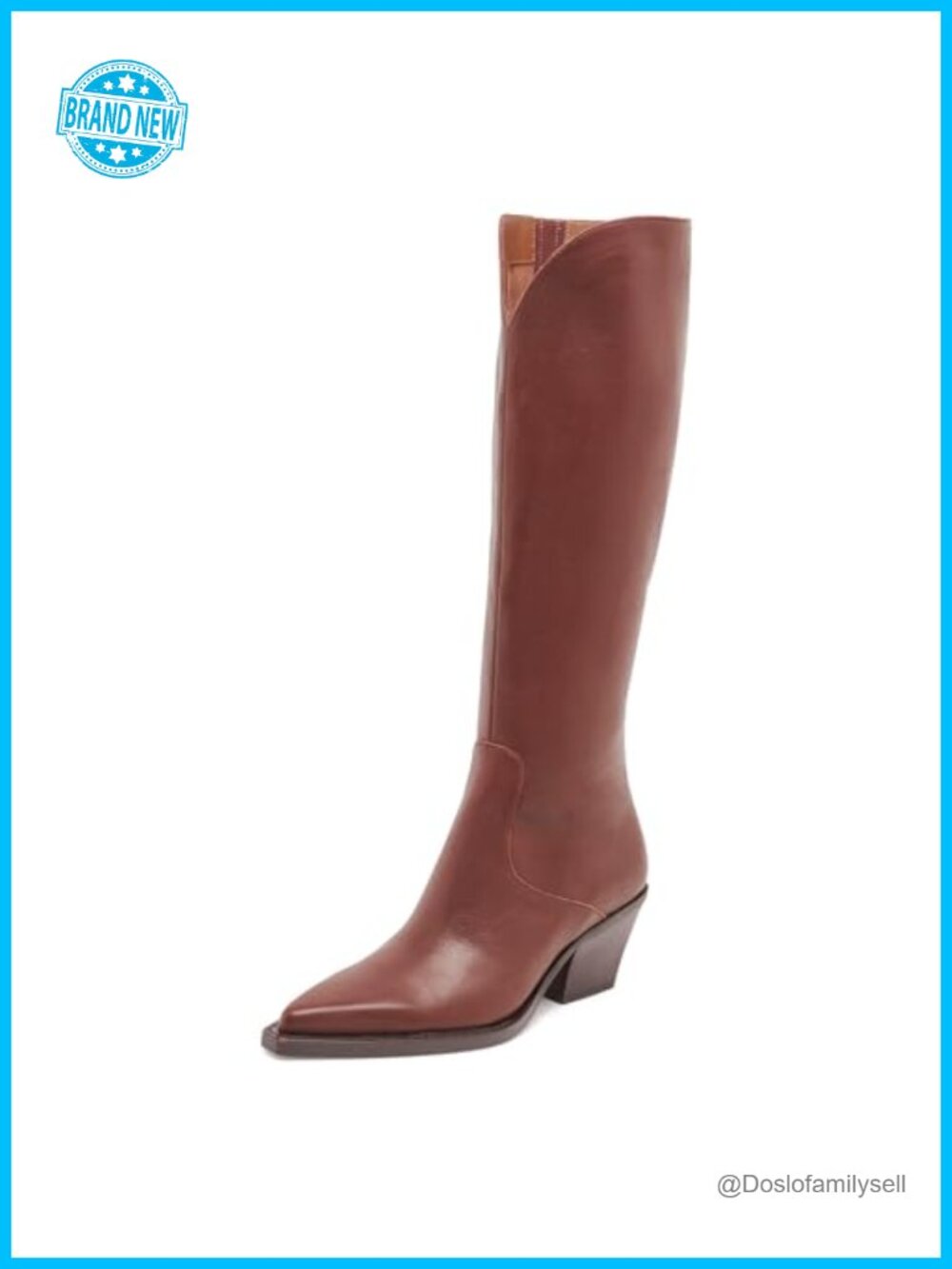 Snip Toe Knee High Boots Chunky Heel Side Zipper Women's
